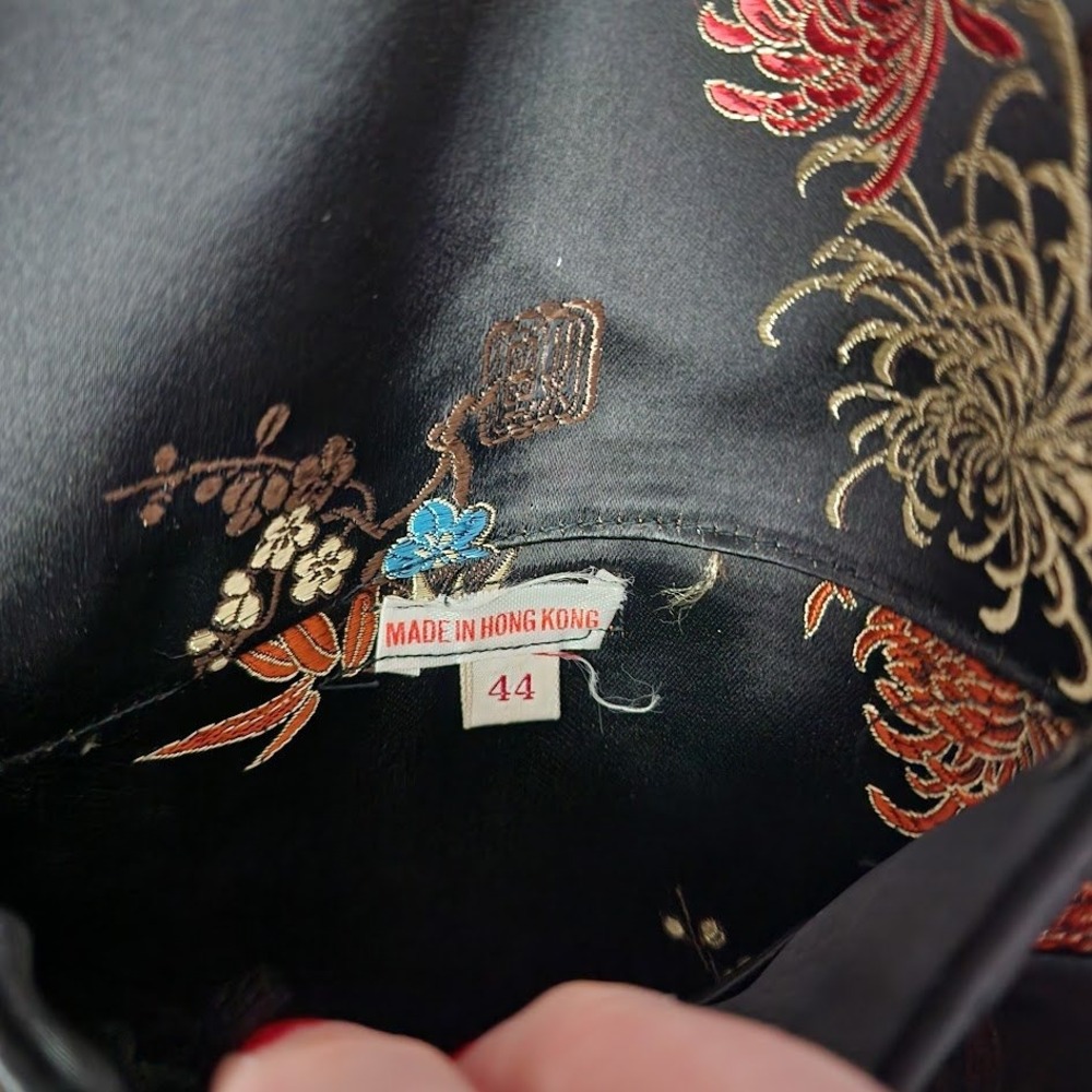 Vintage Reversible Silk Feel Brocade Jacket Frog Closure‎ Size 44 - Picture 9 of 13